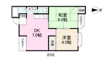 コーポ亀岡(2DK/2階)の間取り写真