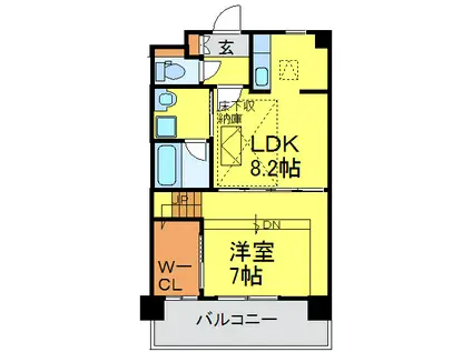 ロクコート井尻(1LDK/2階)の間取り写真
