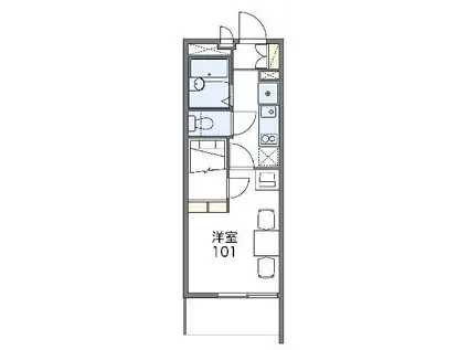 レオパレスあめや S&T(1K/3階)の間取り写真