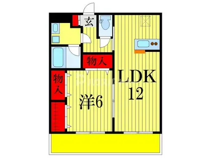 ニューライフ津田沼東(1LDK/3階)の間取り写真