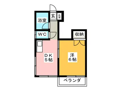 メゾン西生田(1DK/2階)の間取り写真