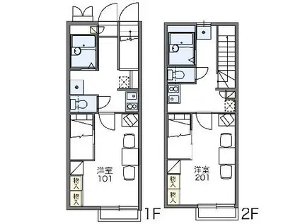 レオパレスアンビシャス(1K/2階)の間取り写真