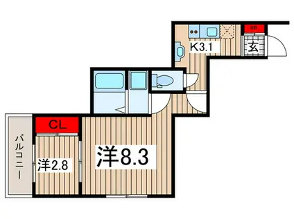 さいたま市北区奈良町A棟(2K/2階)の間取り写真