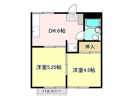 コーレイパームII(2DK/2階)の間取り写真