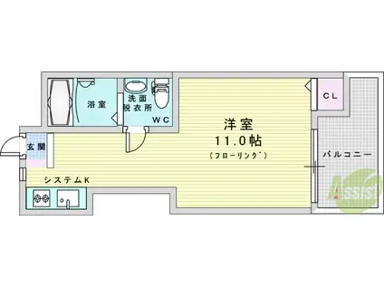 エバーグリーン新大阪(ワンルーム/2階)の間取り写真