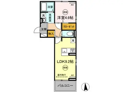 D-ROOM KASUMIII(1LDK/3階)の間取り写真