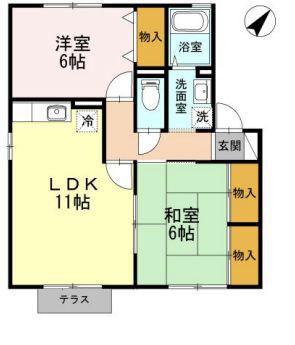 セジュール誠之(2LDK/1階)の間取り写真