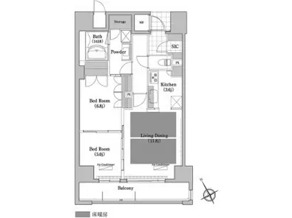プライムメゾン高見(2LDK/1階)の間取り写真