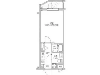 LUMEED飯田橋(1K/4階)の間取り写真