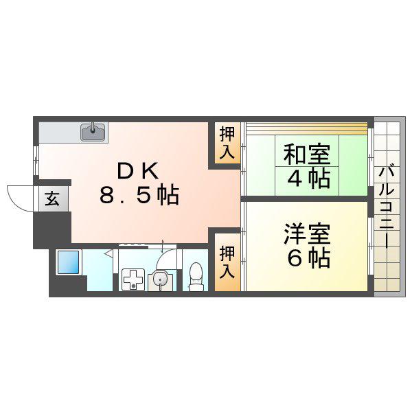 グリーンヒル舞子(2DK/3階)の間取り写真