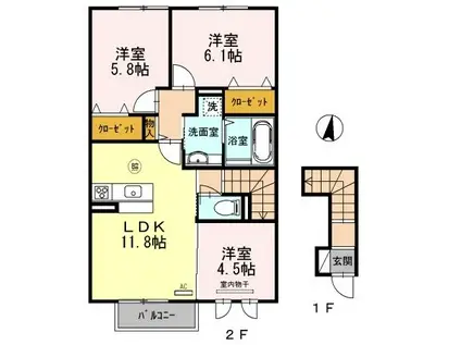 グランファミーユ(3LDK/2階)の間取り写真
