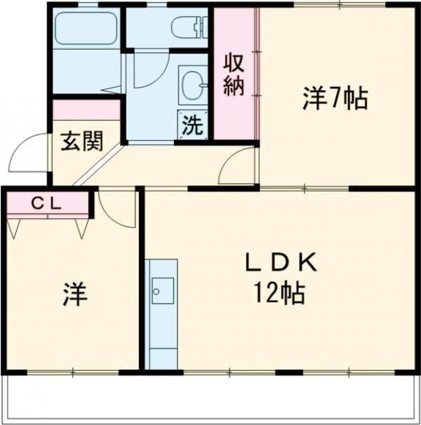 メゾン梨野(2LDK/2階)の間取り写真