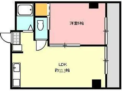 コンフォール錦町(1LDK/4階)の間取り写真