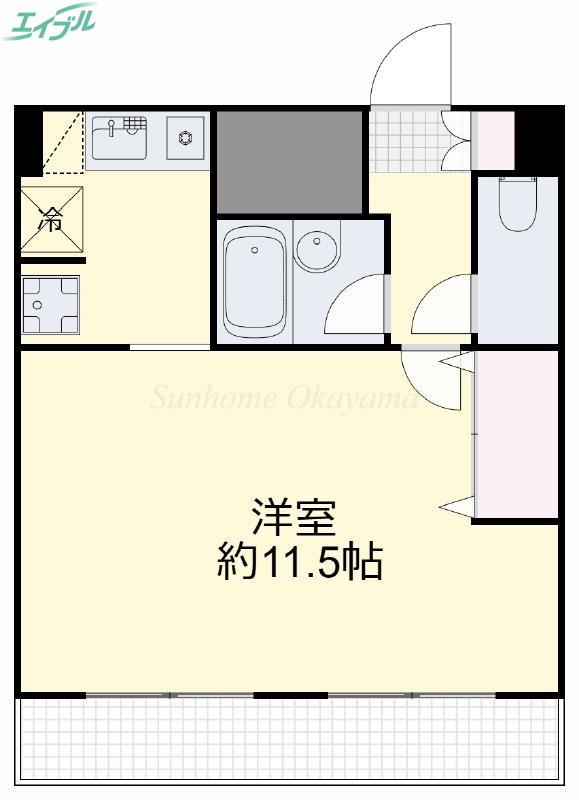 マローン京町(1K/8階)の間取り写真