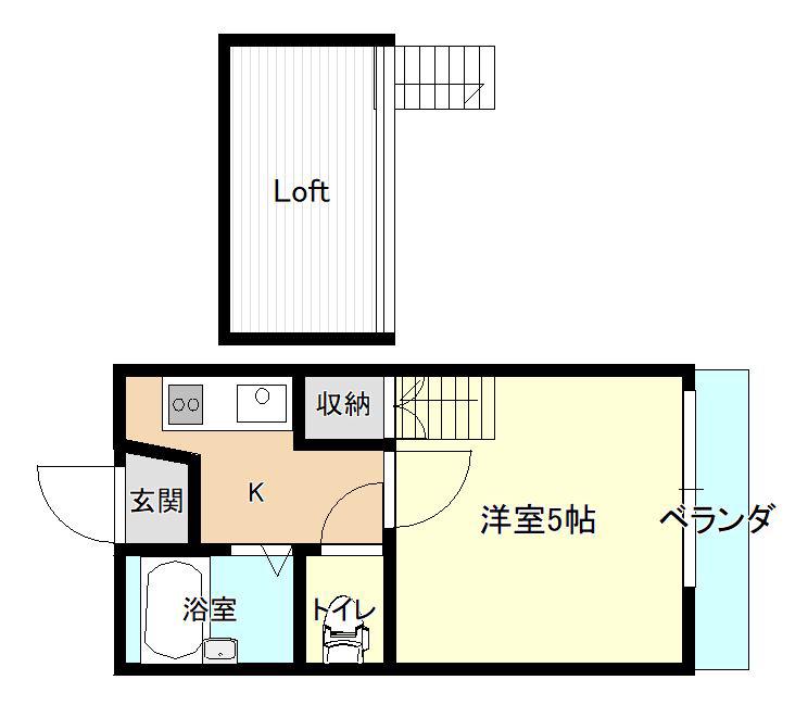 横広コーポ(1K/1階)の間取り写真