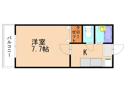 バンベール宮田(1K/2階)の間取り写真