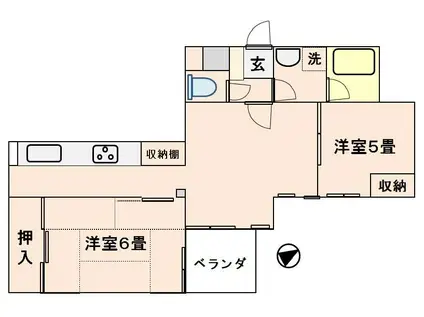 グリーンコーポ青梅(2LDK/5階)の間取り写真