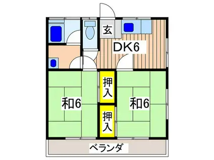 陽輝荘(2DK/2階)の間取り写真