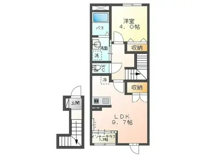 パレス・ウィスタリア(1LDK/2階)の間取り写真