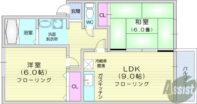 セジュールリベルテA(2LDK/1階)の間取り写真