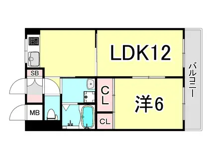 グローリー甲子園(1LDK/3階)の間取り写真