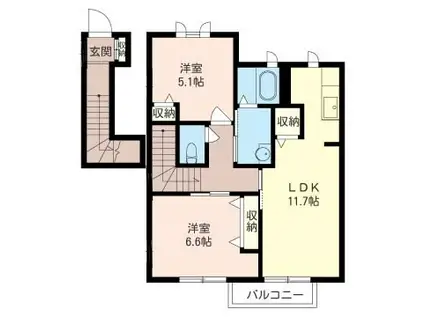 ルナガーデンA棟(2LDK/2階)の間取り写真