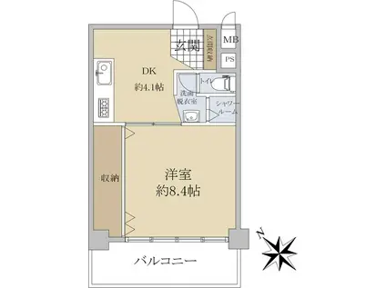 サンパークマンション本郷(1DK/6階)の間取り写真