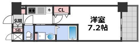 ミュプレ北浜(1K/3階)の間取り写真
