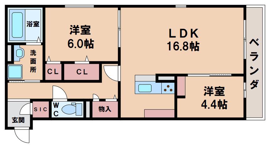 ルシェーナ西田辺(2LDK/3階)の間取り写真
