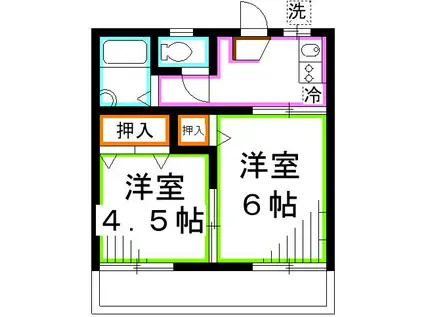 コーポ福山(2K/2階)の間取り写真