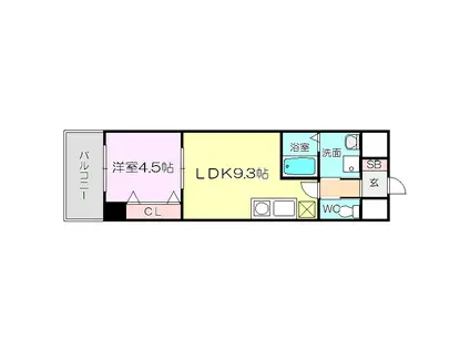 セノアタワー新大阪(1LDK/8階)の間取り写真