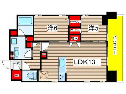 ディ―ムス東陽町(2LDK/4階)の間取り写真