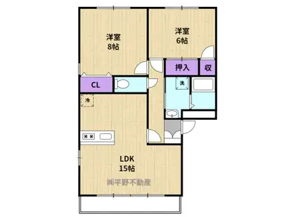 クレールⅡ B棟(2LDK/3階)の間取り写真