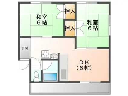平原コーポ(2DK/2階)の間取り写真