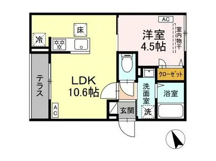 セレスティア皿沼(1LDK/1階)の間取り写真