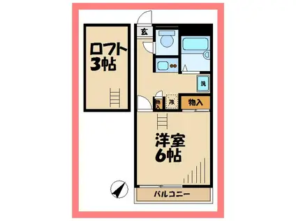 レオパレスクレール稲田堤(1K/1階)の間取り写真