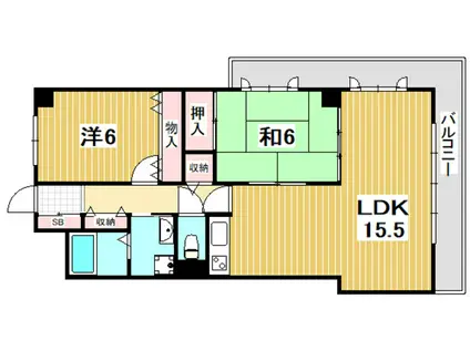 サウスビラITO(2LDK/2階)の間取り写真