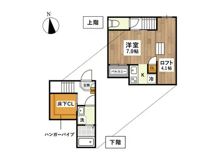 ADC新水前寺テール(1K/2階)の間取り写真