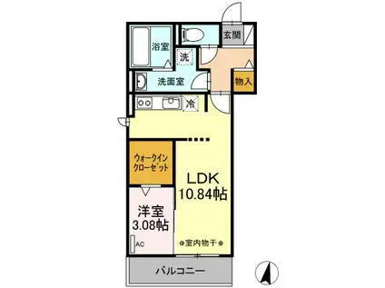 ワイズコート松鴻(1LDK/3階)の間取り写真