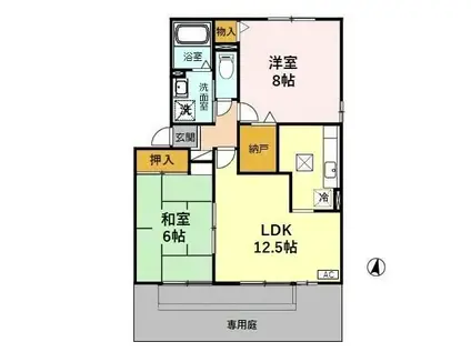 セジュール楓B(2LDK/1階)の間取り写真