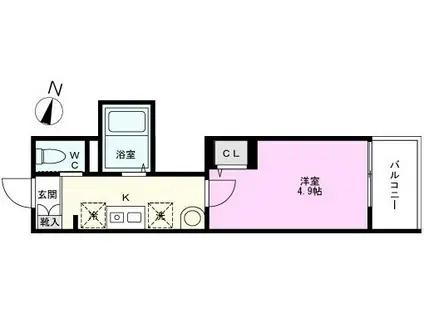 MELDIA与野本町III(1K/1階)の間取り写真