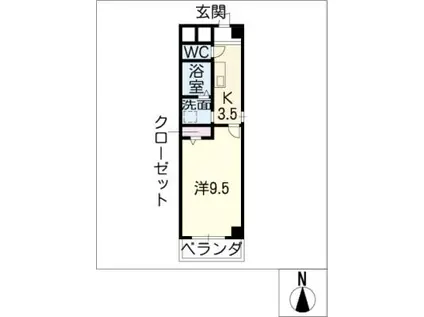 セントラルコート(1K/3階)の間取り写真