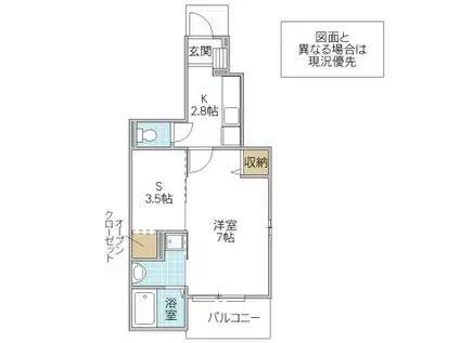 カーサ ドマーニ(1SK/1階)の間取り写真