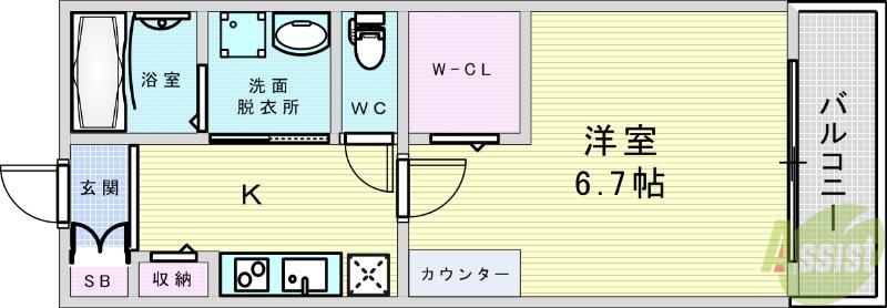 レジデンスUトヨナカ(1K/3階)の間取り写真