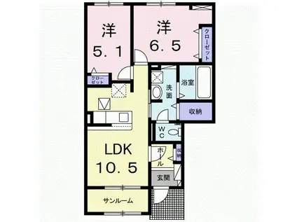グラン・グラースI(2LDK/1階)の間取り写真