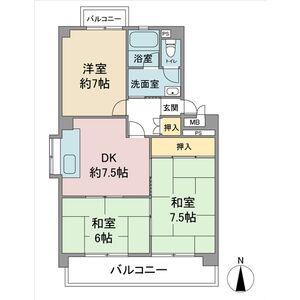 セゾンきさらぎ(3DK/3階)の間取り写真