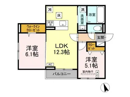 フォルテーヌ・イイクラⅠ(2LDK/1階)の間取り写真