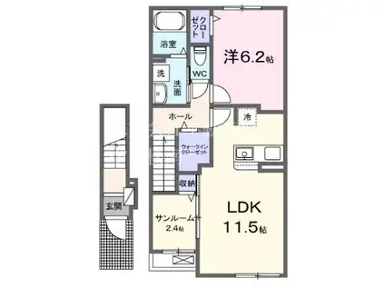 モン プチ アンジュ(1LDK/2階)の間取り写真