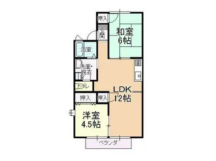 ジュネス90(2LDK/2階)の間取り写真