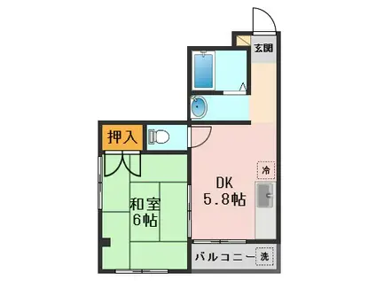 マンション南風(1DK/3階)の間取り写真